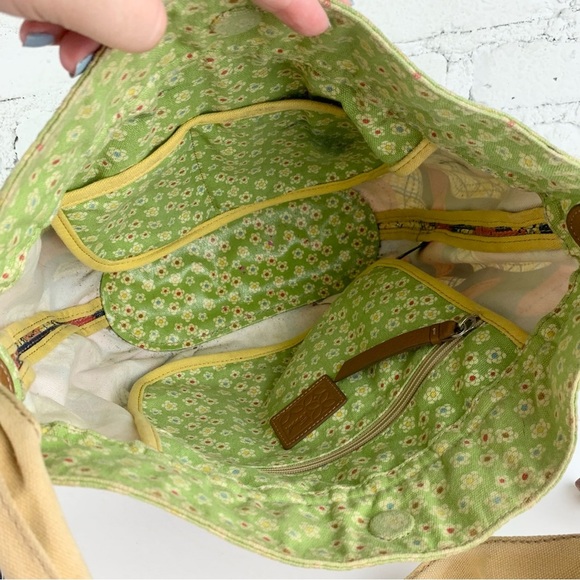 Fossil Floral Coated Canvas Shoulder Bag Hobo Purse - Picture 7 of 10